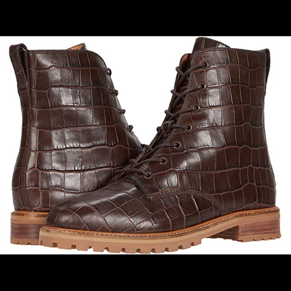 The Clair Lace-up boots croc print Leather